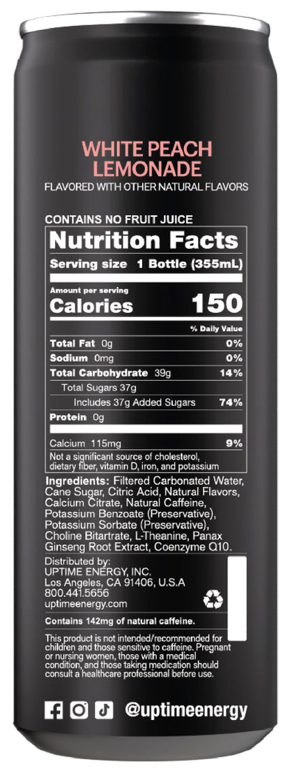 White Peach Lemonade Cane Sugar 12 Pack