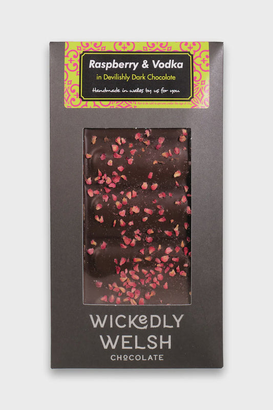 Wickedly Welsh Raspberry & Vodka Dark Chocolate Bar