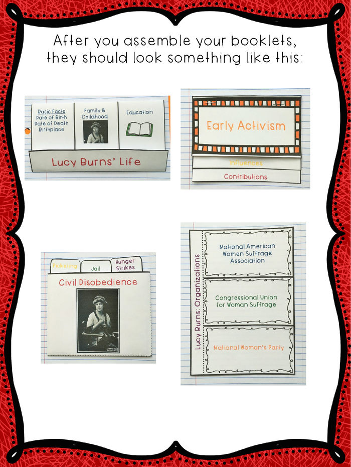 Women's Suffrage: Lucy Burns Interactive Foldable Booklets