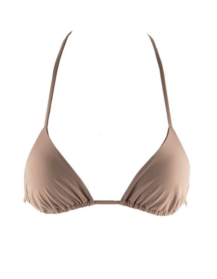 Nachhaltiges Damen Triangel Bikini Top in schlamm. Luxuriöse Haptik.