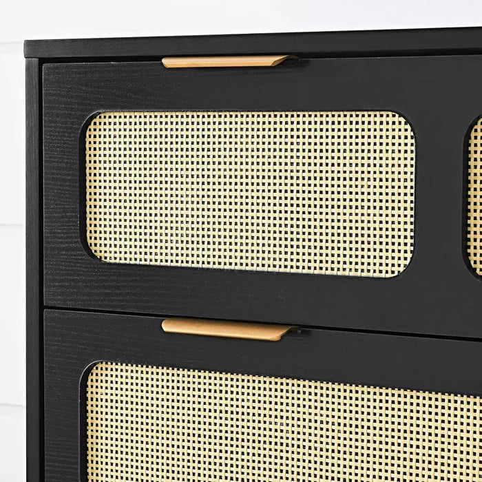 Zain Rattan Black Small 3 Drawer Chest Dresser Canva Home