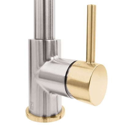 ZLINE Autograph Edition Gemini Pull Down Single Handle Kitchen Faucet in Brushed Nickel and Champagne Bronze (GEM-KF-ZBNCB)