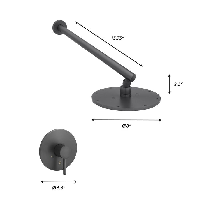ZLINE El Dorado Shower Faucet (ELD-SHF) dimensional diagram with measurements.