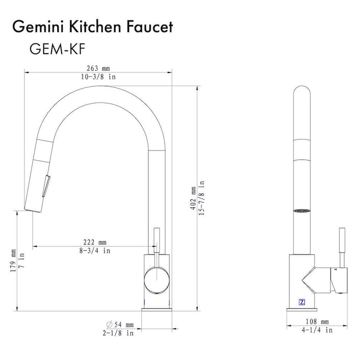 ZLINE Gemini Kitchen Faucet in Gun Metal (GEM-KF-GM)