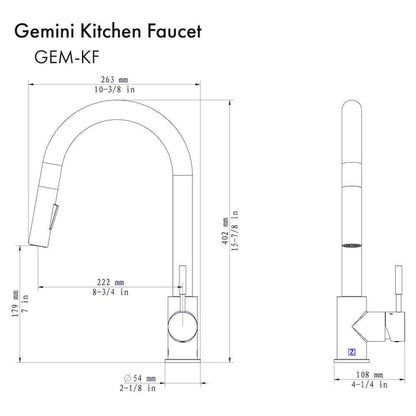 ZLINE Gemini Kitchen Faucet in Polished Gold (GEM-KF-PG)