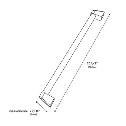 ZLINE Touchstone Refrigerator Drawer Helix Handles (Set of 2) in Stainless Steel (RDHOZ-24-K-ST) dimensional diagram.